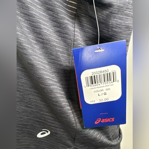 ASICS Women's Linear Training Crop Top Gray Large NWT - Picture 4 of 6